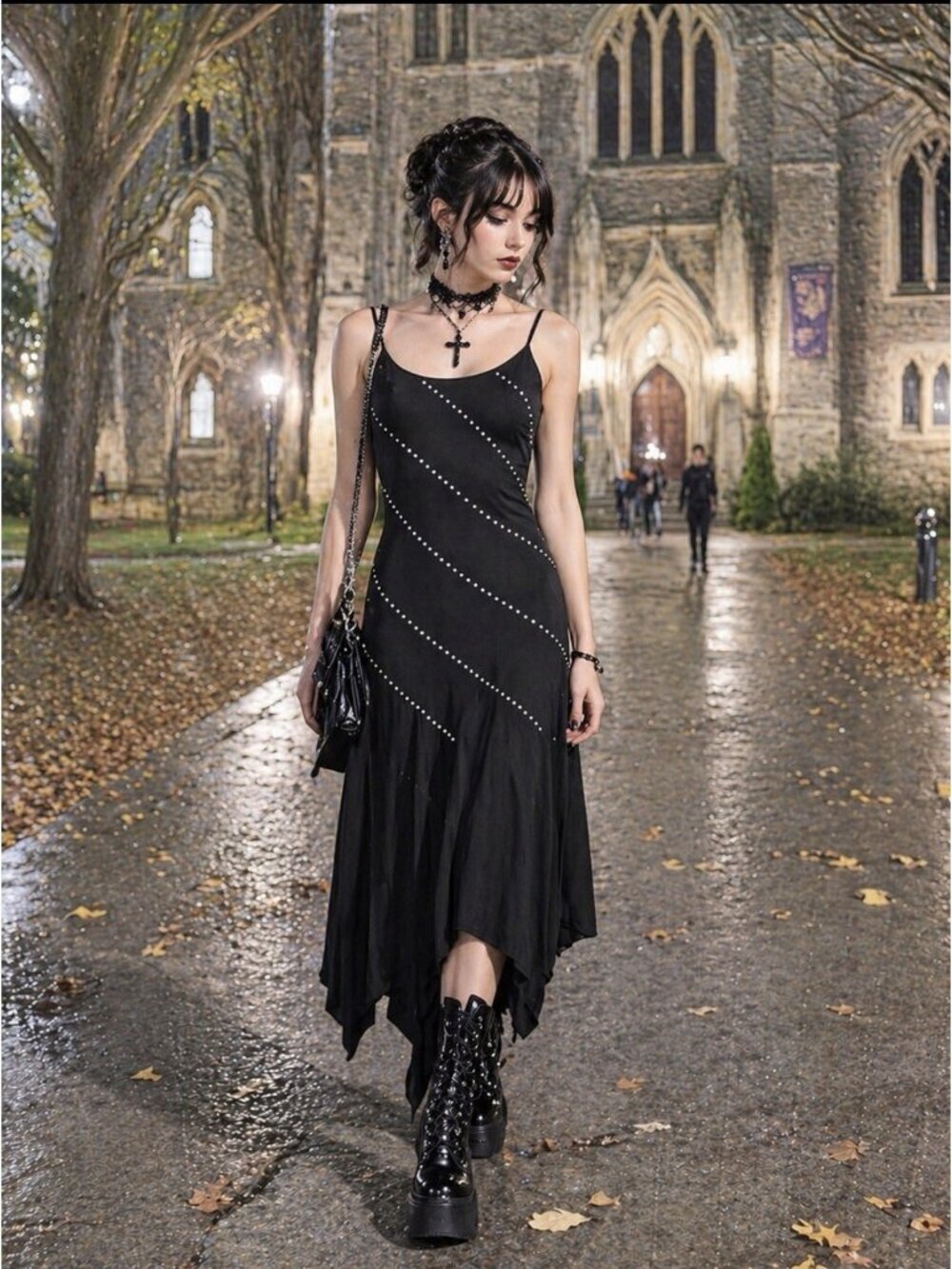 Vtg Whimsigoth Dress 90s Y2K Fairy Asymmetrical Hem Embellished Sz 3/4 Small